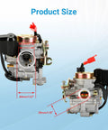 GY6 50cc CDI Kit With Carburetor and Ignition Coil for 139QMB 4 Stroke Scooters, showing measurements in millimeters.