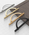 10 Pack Brushed Gold Half Moon Cabinet Pulls With 5 Inch Hole Centers 128mm Zinc Alloy Durable Kitchen Cabinet Hardware Display