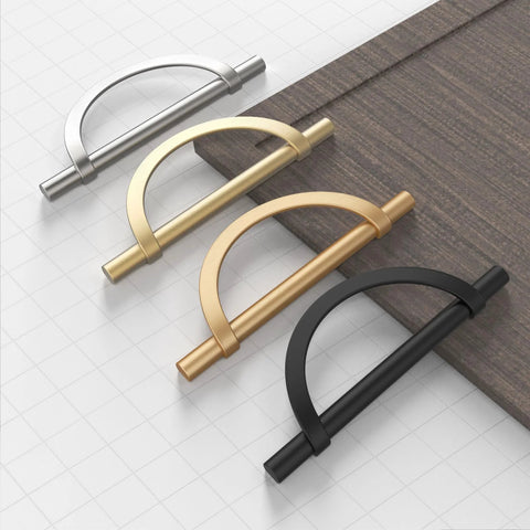 10 Pack Brushed Gold Half Moon Cabinet Pulls With 5 Inch Hole Centers 128mm Zinc Alloy Durable Kitchen Cabinet Hardware Display