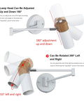 Plug In Swing Arm Wall Lamp With Wood Head, Modern White Finish, Ultra Flexible 180 Degree Arm And 270 Degree Swivel demonstration