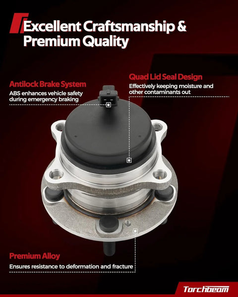 Rear Wheel Hub Bearing Assembly For Ford Focus 2012 To 2018 With ABS 5 Lug 512466 Replacement Wheel Hub Bearing Set