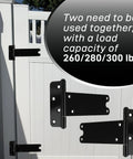 Straight Up 8 Inch Heavy Duty Gate Hinges 4 Pack Black Steel Door Hinges 300 Lb Capacity Built Tough For Outdoor Fences shown installed on a white fence.