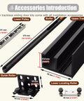 Concealed Barn Door Hardware Kit With Soft Close Trackless Ghost Track showing installation accessories including pulleys, buffers, and rollers.