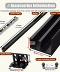 Concealed Sliding Door Hardware Kit For 36-60 Inch Tracks, Soft Close Barn Door System, accessories with measurements shown