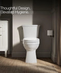 Manual Dual Wand Bidet Toilet Seat With Quiet Close Elongated Design on a modern bathroom toilet setup, white finish.