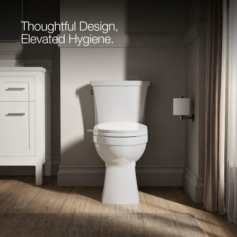Manual Dual Wand Bidet Toilet Seat With Quiet Close Elongated Design on a modern bathroom toilet setup, white finish.