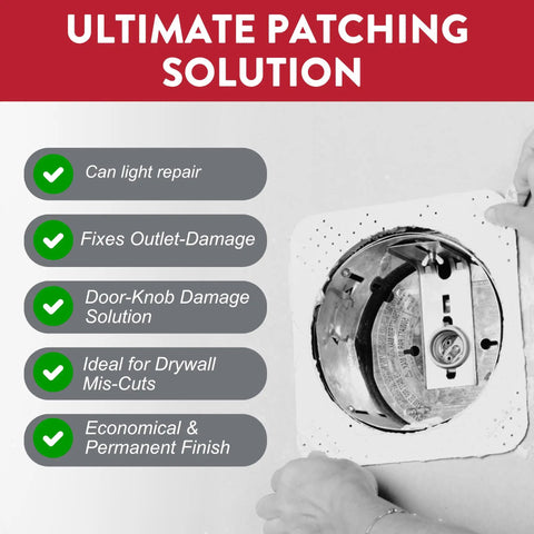 Person using Drywall Patch Kit Perma Patch For Quick, Easy Drywall Repair with smooth finish for can light repair