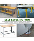 Heavy Duty Adjustable Leveling Feet With 80mm Stainless Steel Base Four Pack positioned under various furniture for stability.