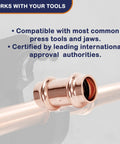 3/4 Inch Copper Press Fittings Coupling With Stop Zero Lead P To P, 10 Pack For Plumbing installed with press tool
