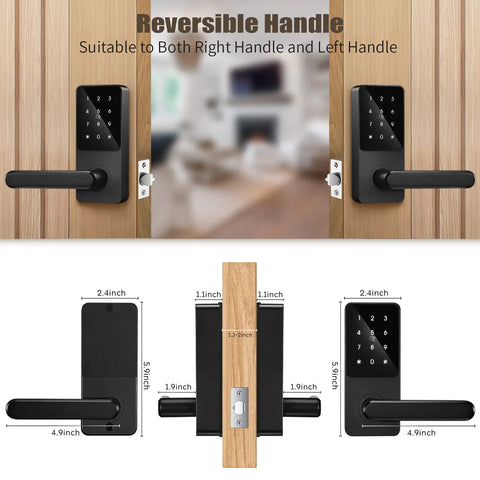 Keyless Entry Smart Door Lock with Keypad, Fingerprint Scanner, Auto Lock, and Smartphone Control, Black Finish for Airbnb