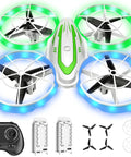 Mini Drone For Kids Beginners Easy To Fly RC Quadcopter With Colorful LED Lights and accessories, including controller and batteries.