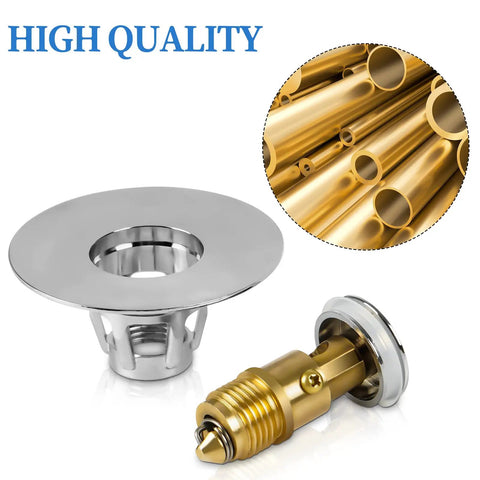 2 Pack Universal Bathroom Sink Stopper Pop Up Drain Plug with Basket Strainer, Rustproof Brass Core, Stainless Steel Design