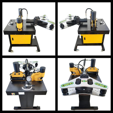 Techtongda 4 In 1 Hydraulic Busbar Bender And Cutter Machine Shearing Punching Electric Processor For Copper Aluminum Heavy Duty Tool Vertical Flat Bending 110V 1HP Power, front view showing compact design.