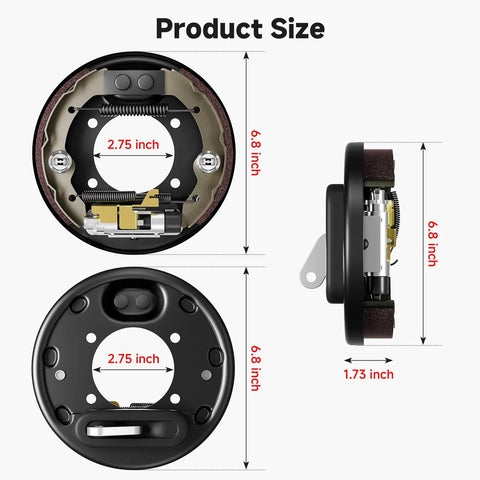 Rear Driver And Passenger Side Brake Cluster With Shoes Beefy Easy Install dimensions for TXT Medalist Gas and Electric 1996 and Up