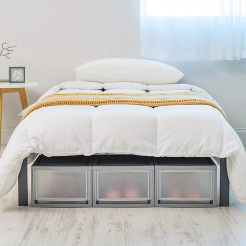14 Quart Medium Plastic Drawers Under Bed Storage Bins Stackable Modular Organizer For Closets And Dorm Rooms Space Saving And Tidy Up Your Clothes Accessories And Small Items under a bed