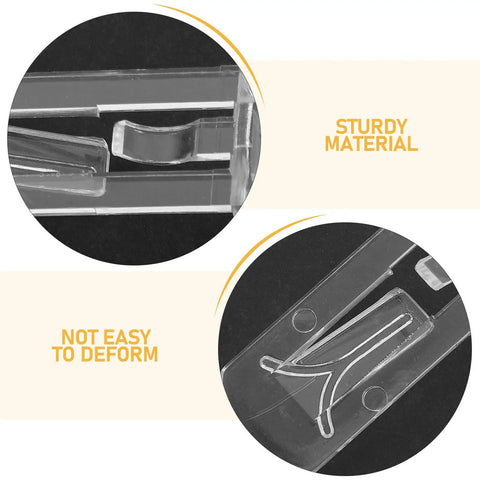 Close-up of transparent Durable Plastic Shelf Support Clips 10 Pack ABS Shelf Pins highlighting sturdy material and simple install.