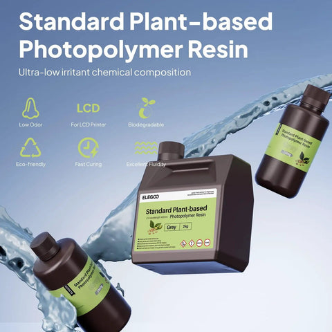 Plant Based 3D Printer Resin With Ultra Low Odor And High Precision 405nm UV Curing For MSLA DLP LCD Printers White 2000g Soybean Based Non BPA Ultra Safe Toughness And Fine Detail For Pro Level Prints, 2kg bottle