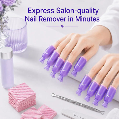 20 Piece Nail Remover Clips Kit For Fingers And Toes Reusable Gel Soak Off Clips With Double Ended Cuticle Pusher on hands