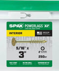 Powerlags XF Five Sixteenth Inch By Three Inch Interior Pancake Head Structural Wood Lag Screws 250 Pack No Drill Needed Yellow Zinc T40 Torx Drive