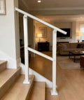 Rock Solid Galvanized Steel Stair Railing With Adjustable Outdoor Handrail Designed For One Or Two Steps Featuring Corrosion Resistant Finish And Quick Install For Front Porches, 36L x 7W inches, white.