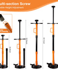 Heavy Duty Underhoist Jack Stand Built Like A Tank For One Ton Loads With Wide Steel Base And Dual Pads, showing adjustable heights.