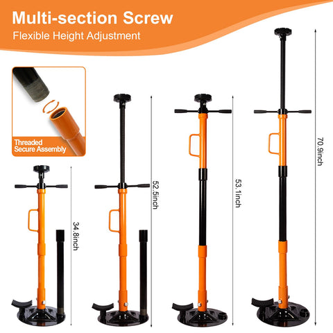 Heavy Duty Underhoist Jack Stand Built Like A Tank For One Ton Loads With Wide Steel Base And Dual Pads, showing adjustable heights.