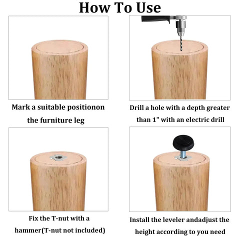 How to use Heavy Duty Adjustable Furniture Levelers Hella Sturdy M6 Screw Glide Feet for easy installation instructions.
