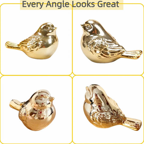 Golden bird ceramic toilet bolt caps from multiple angles, enhancing bathroom decor without ugly plastic. Upgrade Your Bath Setup With These Fresh Golden Bird Ceramic Toilet Bolt Caps.