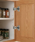 8 Pack Overlay Soft Close Cabinet Hinges For Face Frame Cabinets with 3D hydraulic soft close on wood door, open cabinet