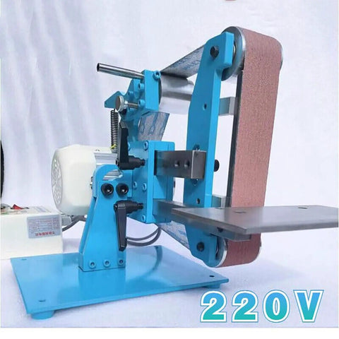 Rock Solid 1100 Watt Electric Belt Sander Workhorse With Polishing Grinder And Knife Sharpener Functions, blue steel frame for metal prep.