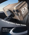 MagSafe Car Mount Charger With 15W Wireless Power showing strong magnet feature, mounted on car vent