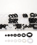 180 Piece Rubber Grommet Kit For Wiring And Ceiling Fans, Heavy Duty Sealing Rings That Lock In Tight And Stop Leaks, Assorted Sizes For Safe Cable Protection And Easy DIY Install. assorted rubber grommets in organizer box