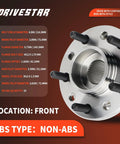 Front Or Rear Wheel Hub And Bearing Assembly Ready To Roll For Chrysler 300M Concorde Intrepid LHS New Yorker Dodge Eagle Vision And Rear Prowler Plymouth Prowler With 5 Lug Pattern Fits 1993 To 2004 Vehicles, non-ABS, front view