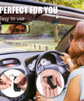 Universal Car Garage Remote Visor Clip Holder For 1.7 To 2.8 Inch Remotes in use, attached to car visor with close-up of the clip.