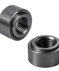 Two Pack 3/8 Npt Weld On Female Pipe Thread Steel Bung Fitting Step Nut Top Shelf Hardware showing threaded steel nuts.