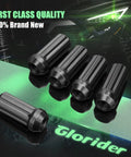 Beefy Black M14x1.5 Spline Lug Nuts Set 2In Long With 60 Degree Taper Includes 7 Point Socket Key Anti Theft Design displayed