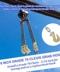 Eight Pack Clevis Grab Hooks Five Sixteenths Inch Grade Seventy Forged Steel for tow chains heavy duty zinc plated yellow chromate