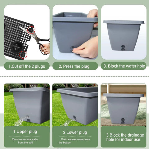 Instructions for assembling Six Pack 24 Inch Window Box Planters With Shelf Insert Large Rectangular Plastic Flower Boxes for various uses