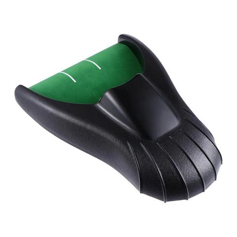 Indoor Golf Practice Aid With Automatic Ball Return System No Battery Needed featuring green turf and black unit