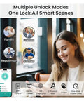 Hella Secure Stress Free Smart Keyless Entry Door Lock With Fingerprint And App Control Electronic Keypad Deadbolt Auto Lock Waterproof Touchscreen Access System, with smartphone app interface.