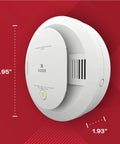 2 In 1 Smoke And Carbon Monoxide Detector With AA Battery Powered And LED Warning Light Indicators 1 Pack 24 7 Self Testing For Continuous Protection And Easy Setup For Quick Fire And CO Alerts At Home. white round alarm, 4.95" x 1.93"