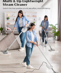 Level Up Your Routine With This Kickin 10 In 1 Steam Mop And Detachable Handheld Cleaner Packing A Roomy 350ml Tank Snappy 10 Second Warm Up And Snag Free 23 Ft Cord For Smooth Hard Floor And Tile Cleaning in use on hardwood floors.