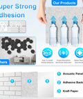 Top Shelf 18 Pack Sound Proof Acoustic Panels For Walls Self Adhesive High Density Noise Reducing Foam Tiles Flame Retardant Echo Absorber Game Changer For Home Studio Setup Clean Look White, demonstrating strong adhesion.