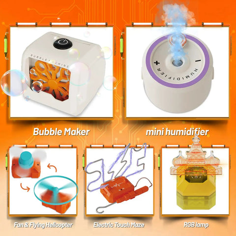 Hands On Science Kit For Kids With 420 Plus Projects And 50 Circuit Parts Includes Bubble Maker Fan And Flying Helicopter STEM