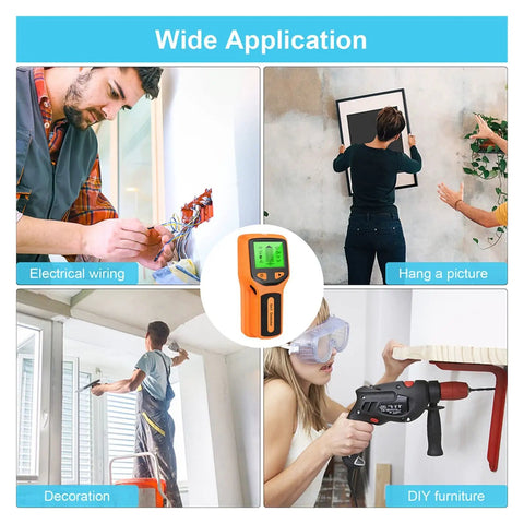 Slick 5 In 1 Wall Scanner And Metal Detector With Live Wire And Wood Stud Finder For Home Reno Or Treasure Hunting No Hassle Electric Box Locator Game Changer used for electrical wiring, hanging pictures, and DIY furniture projects.