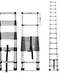 14 Point 5 Foot Telescoping Ladder With 330 Pound Capacity Heavy Duty Aluminum Extendable Collapsible Ladder displayed