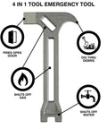 4-In-1 Emergency Tool With Alloy Construction Gas And Water Shutoffs Pry Edge For Door Pries Debris Digging Function
