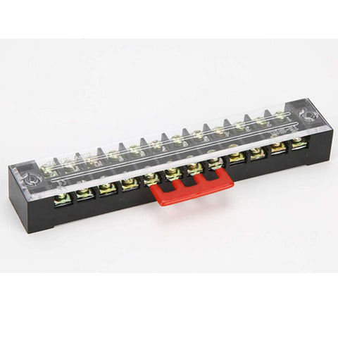 10 Pack Fork Type Terminal Jumper Block 12 Position Wire Connector Barrier Strip 400V 12A Black Red Brass Nickel Plated For Heavy Duty