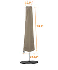 Beefy Heavy Duty Patio Umbrella Cover for 7 to 9 Foot Parasols, Waterproof 12 Oz PVC Coated Polyester, UV and Weather Resistant, Beige