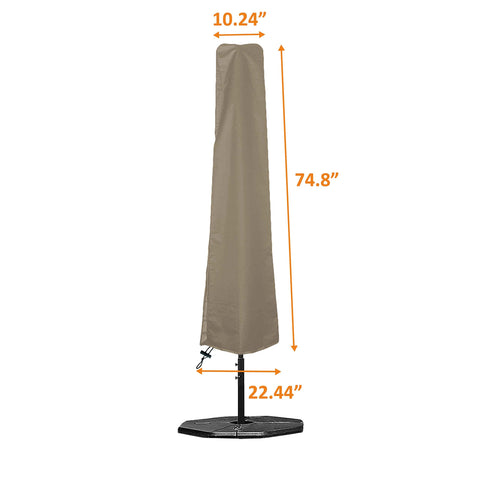Beefy Heavy Duty Patio Umbrella Cover for 7 to 9 Foot Parasols, Waterproof 12 Oz PVC Coated Polyester, UV and Weather Resistant, Beige